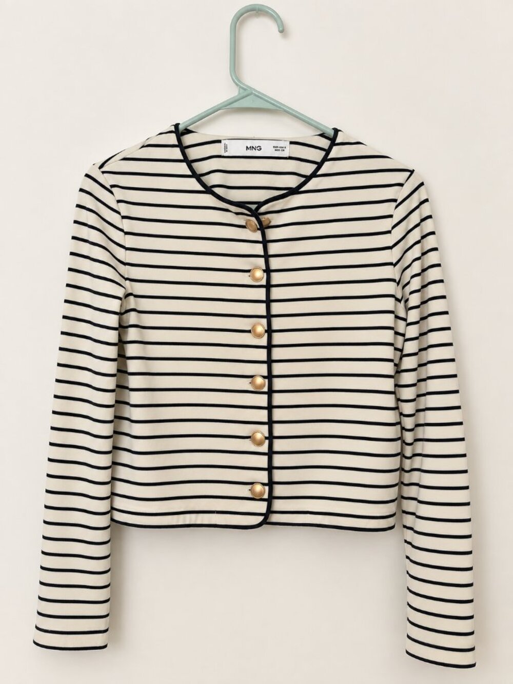 Mango MNG Striped Gold Button Cardigan Small